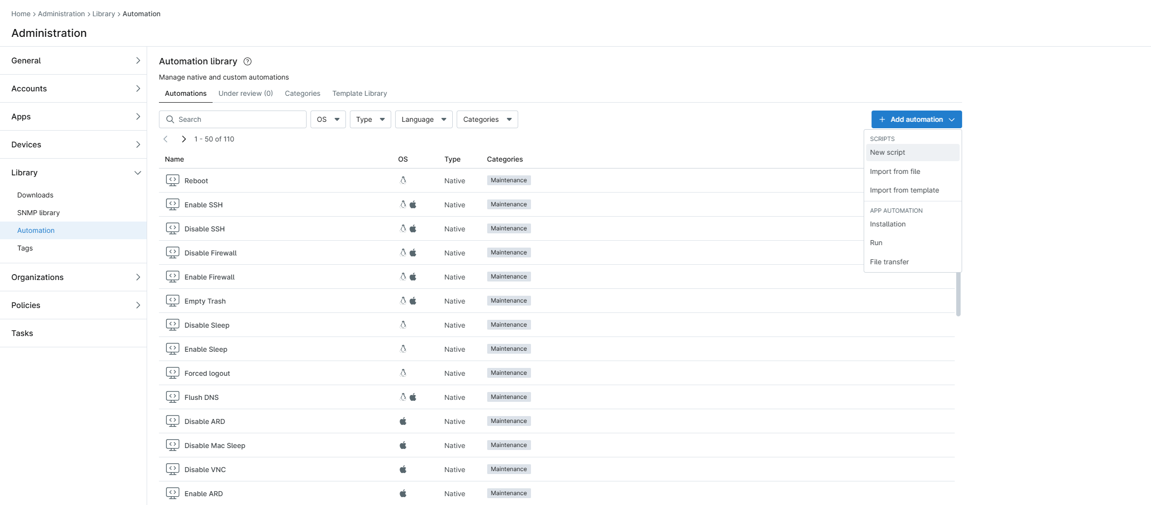 NinjaOne Automation script setup for InventoryOS Windows agent deployment.
